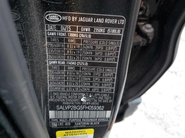 Photo 10 from auction – 2015 LAND ROVER RANGE ROVE with VIN SALVP2BG5FH059362
