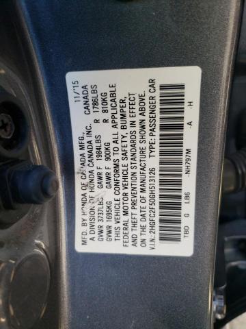 Photo 10 from auction – 2016 HONDA CIVIC LX with VIN 2HGFC2F50GH513126