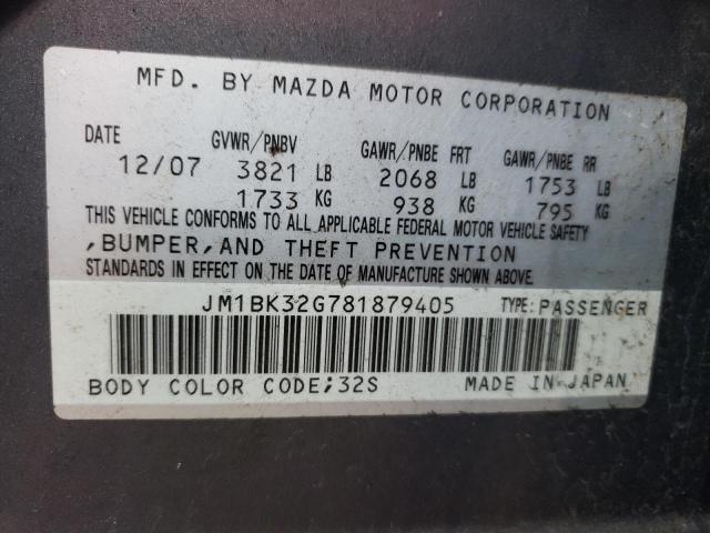 Photo 10 from auction – 2008 MAZDA 3 I with VIN JM1BK32G781879405
