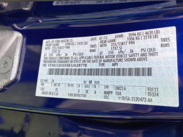 Photo 10 from auction – 2014 FORD ESCAPE SE with VIN 1FMCU0GX5EUA28778