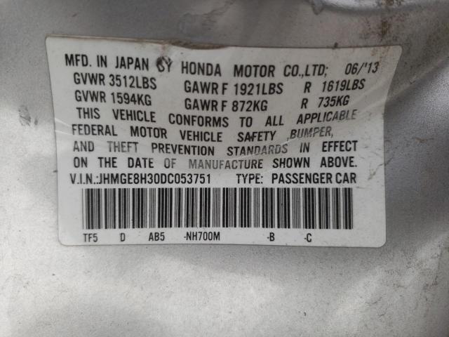 Photo 10 from auction – 2013 HONDA FIT with VIN JHMGE8H30DC053751