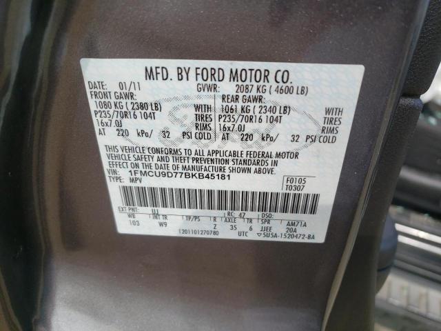 Photo 10 from auction – 2011 FORD ESCAPE XLT with VIN 1FMCU9D77BKB45181
