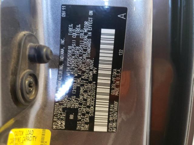 Photo 10 from auction – 2012 TOYOTA SIENNA XLE with VIN 5TDDK3DC2CS031074
