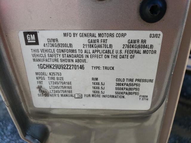 Photo 10 from auction – 2002 CHEVROLET SILVERADO with VIN 1GCHK29U92Z270146