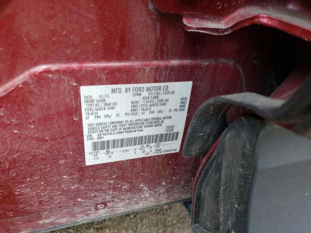 Photo 10 from auction – 2015 FORD EDGE SEL with VIN 2FMTK3J98FBB04194