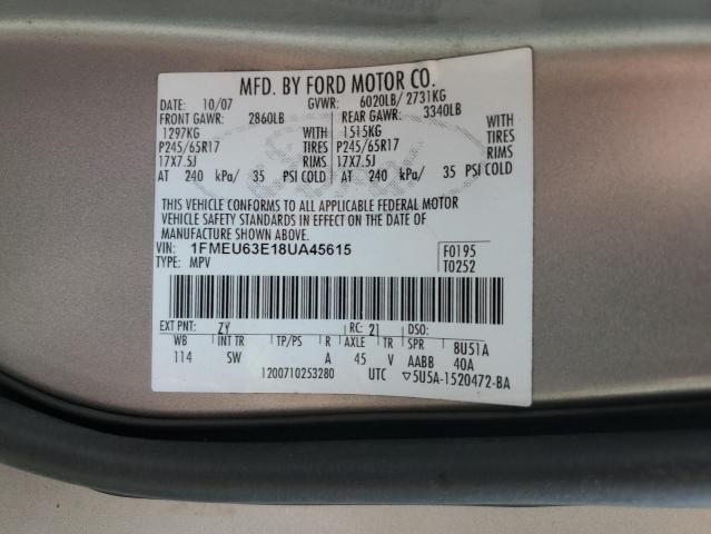 Photo 10 from auction – 2008 FORD EXPLORER X with VIN 1FMEU63E18UA45615