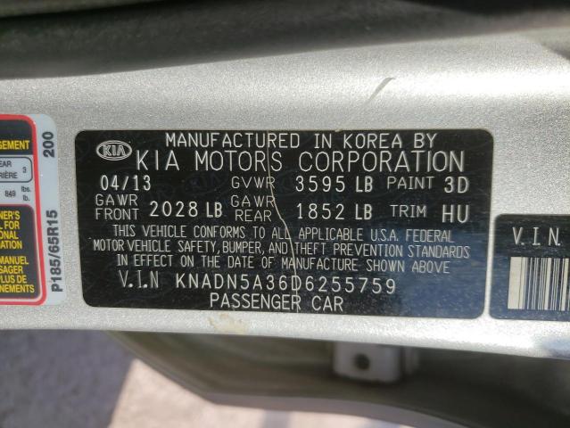 Photo 10 from auction – 2013 KIA RIO EX with VIN KNADN5A36D6255759