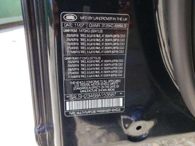 Photo 10 from auction – 2008 LAND ROVER RANGE ROVE with VIN SALSH23468A153587