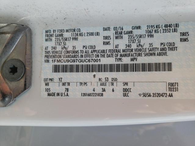 Photo 10 from auction – 2016 FORD ESCAPE SE with VIN 1FMCU9G97GUC67001