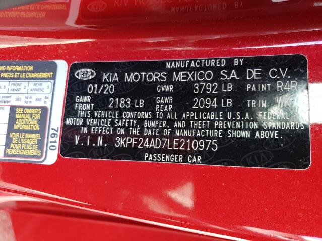 Photo 10 from auction – 2020 KIA FORTE FE with VIN 3KPF24AD7LE210975