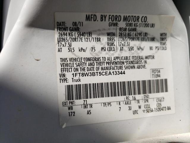 Photo 10 from auction – 2012 FORD F350 SUPER with VIN 1FT8W3BT5CEA13344