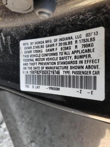 Photo 10 from auction – 2013 HONDA CIVIC LX with VIN 19XFB2F55DE219746