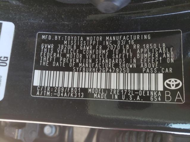 Photo 10 from auction – 2016 TOYOTA COROLLA L with VIN 5YFBURHE2GP479250