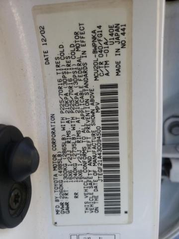 Photo 10 from auction – 2003 TOYOTA HIGHLANDER with VIN JTEGF21A430094500