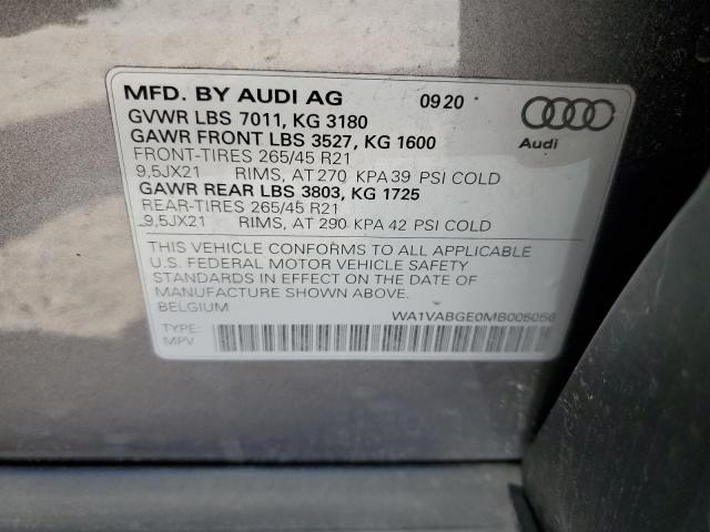 Photo 10 from auction – 2021 AUDI E-TRON PRE with VIN WA1VABGE0MB005056