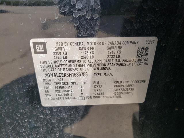 Photo 10 from auction – 2017 CHEVROLET EQUINOX LT with VIN 2GNALCEK8H1586753