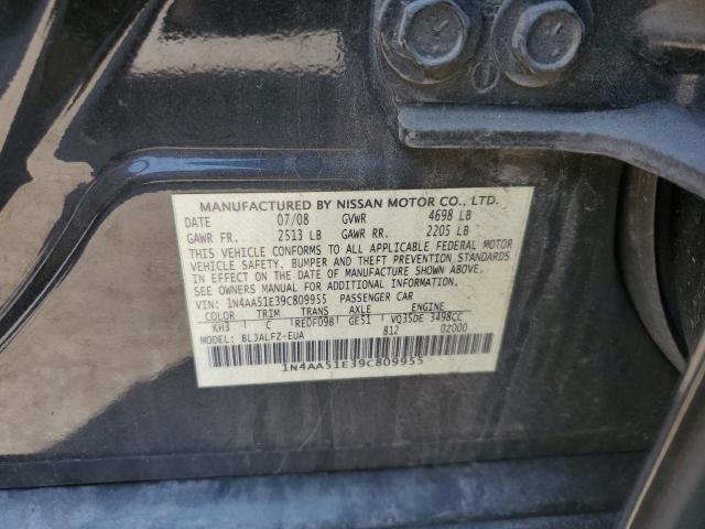 Photo 10 from auction – 2009 NISSAN MAXIMA S with VIN 1N4AA51E39C809955
