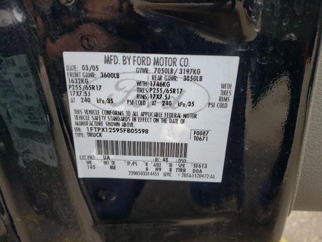 Photo 10 from auction – 2005 FORD F150 with VIN 1FTPX12595FB05598