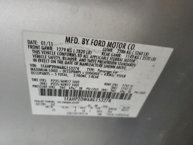 Photo 10 from auction – 2011 FORD TAURUS SE with VIN 1FAHP2DW6BG153278