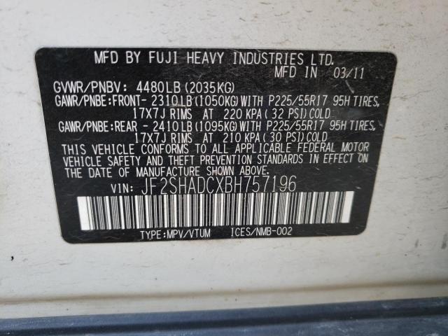 Photo 10 from auction – 2011 SUBARU FORESTER 2 with VIN JF2SHADCXBH757196