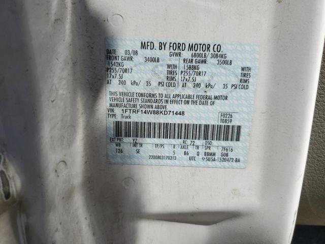 Photo 10 from auction – 2008 FORD F150 with VIN 1FTRF14W88KD71448