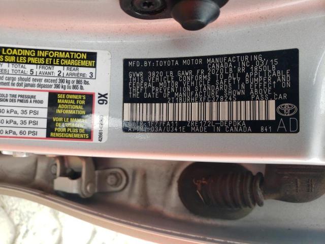 Photo 10 from auction – 2015 TOYOTA COROLLA L with VIN 2T1BURHEXFC378245