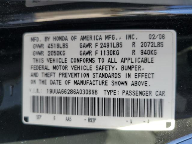 Photo 10 from auction – 2006 ACURA 3.2TL with VIN 19UUA66286A030698
