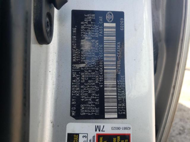 Photo 10 from auction – 2008 TOYOTA CAMRY CE with VIN 4T1BE46K88U765676