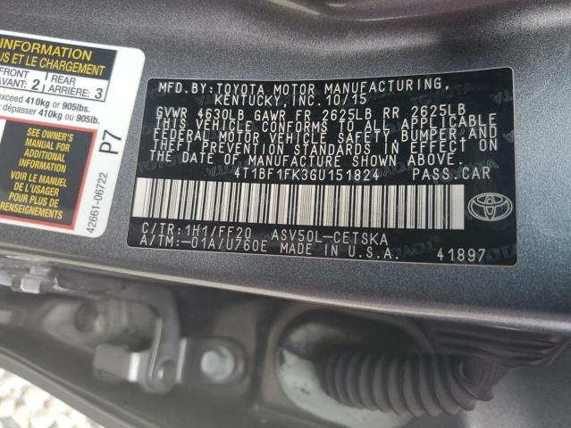 Photo 10 from auction – 2016 TOYOTA CAMRY LE with VIN 4T1BF1FK3GU151824