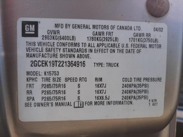 Photo 10 from auction – 2002 CHEVROLET SILVERADO with VIN 2GCEK19T221364916