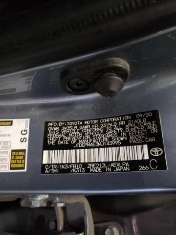 Photo 10 from auction – 2021 TOYOTA COROLLA LE with VIN JTDEPMAE3MJ143995