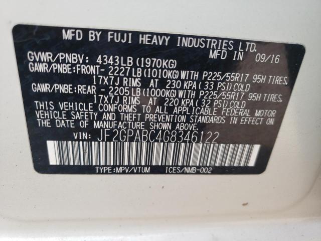 Photo 10 from auction – 2016 SUBARU CROSSTREK with VIN JF2GPABC4G8346122