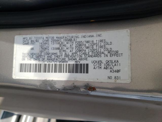 Photo 10 from auction – 2002 TOYOTA SEQUOIA LI with VIN 5TDBT48A72S109088