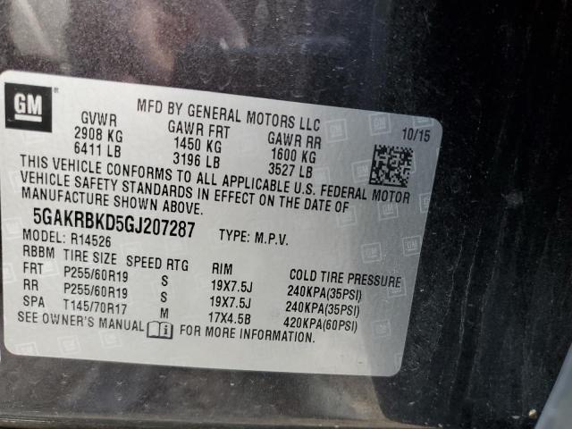 Photo 10 from auction – 2016 BUICK ENCLAVE with VIN 5GAKRBKD5GJ207287