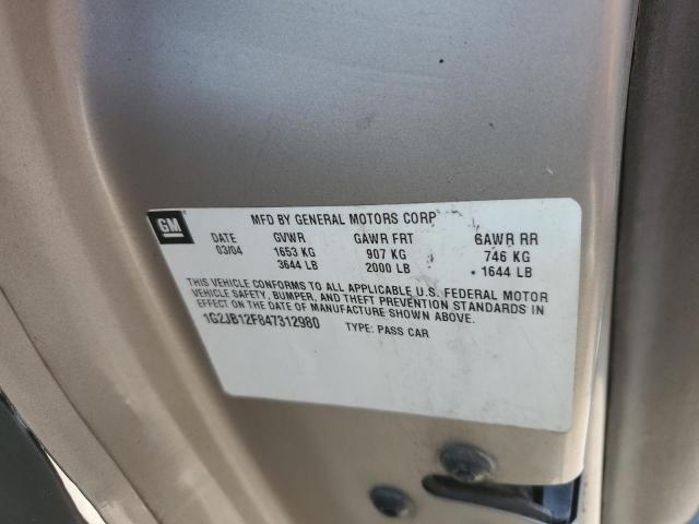 Photo 10 from auction – 2004 PONTIAC SUNFIRE with VIN 1G2JB12F847312980