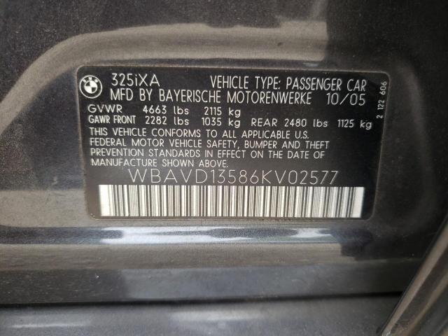 Photo 10 from auction – 2006 BMW 325 XI with VIN WBAVD13586KV02577