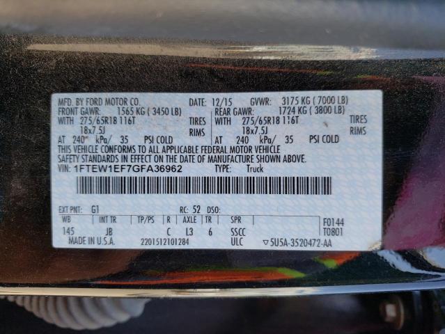 Photo 10 from auction – 2016 FORD F150 SUPER with VIN 1FTEW1EF7GFA36962