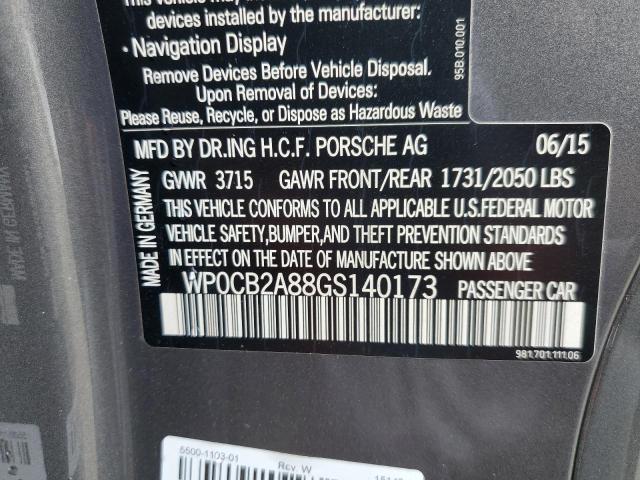 Photo 10 from auction – 2016 PORSCHE BOXSTER S with VIN WP0CB2A88GS140173