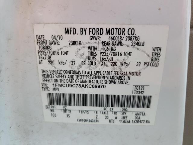 Photo 10 from auction – 2010 FORD ESCAPE XLS with VIN 1FMCU9C78AKC89970