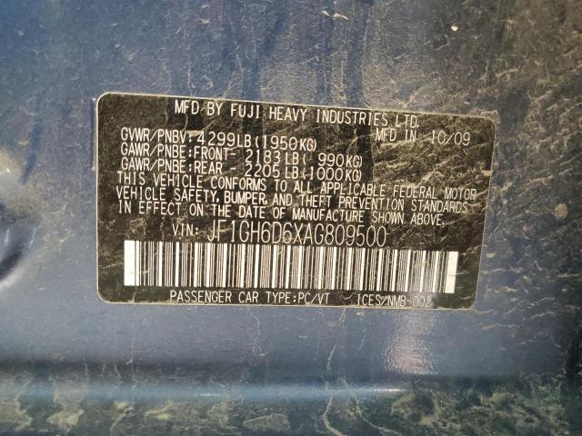 Photo 10 from auction – 2010 SUBARU IMPREZA OU with VIN JF1GH6D6XAG809500