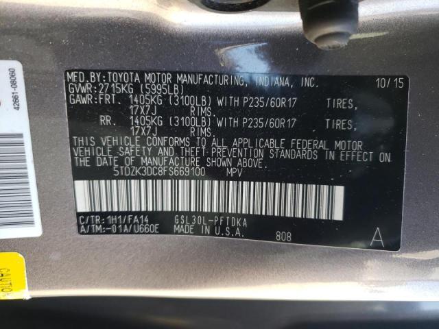 Photo 10 from auction – 2015 TOYOTA SIENNA with VIN 5TDZK3DC8FS669100
