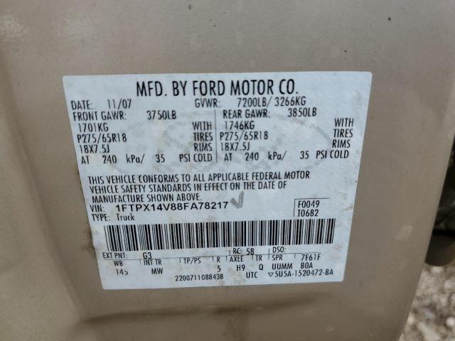 Photo 10 from auction – 2008 FORD F150 with VIN 1FTPX14V88FA78217