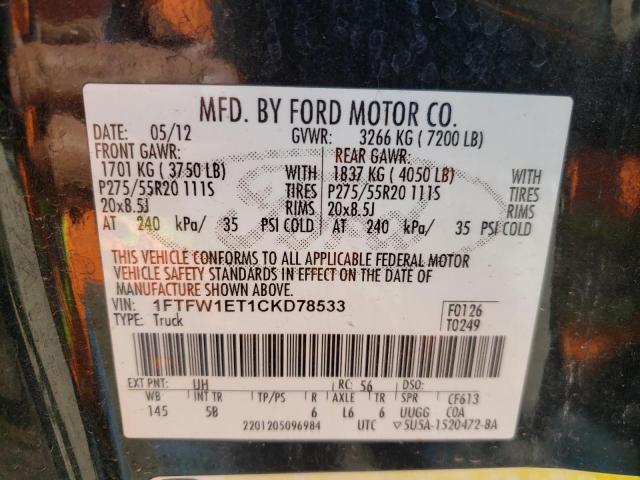 Photo 10 from auction – 2012 FORD F150 SUPER with VIN 1FTFW1ET1CKD78533