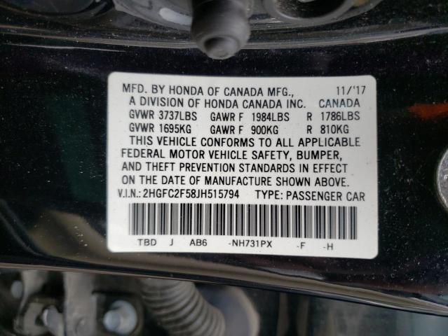 Photo 10 from auction – 2018 HONDA CIVIC LX with VIN 2HGFC2F58JH515794