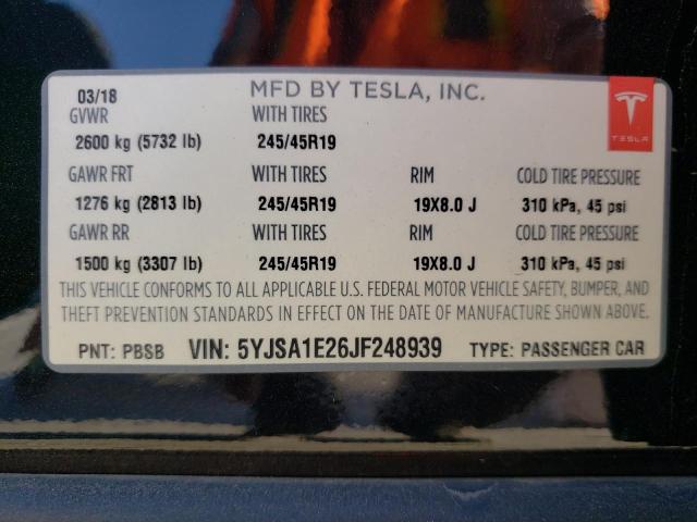 Photo 10 from auction – 2018 TESLA MODEL S with VIN 5YJSA1E26JF248939