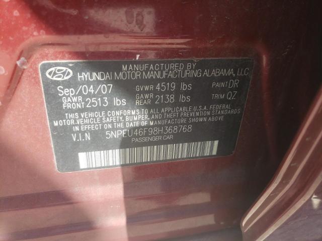 Photo 10 from auction – 2008 HYUNDAI SONATA SE with VIN 5NPEU46F98H368768