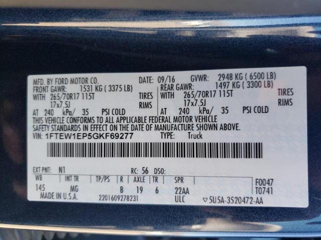Photo 10 from auction – 2016 FORD F150 SUPER with VIN 1FTEW1EP5GKF69277