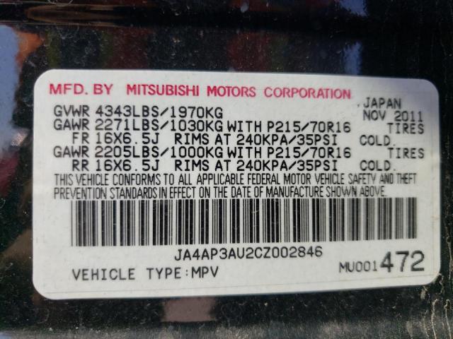 Photo 10 from auction – 2012 MITSUBISHI OUTLANDER with VIN JA4AP3AU2CZ002846