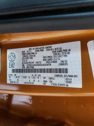 Photo 10 from auction – 2016 FORD ESCAPE SE with VIN 1FMCU0GX8GUA23478