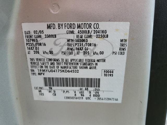 Photo 10 from auction – 2005 FORD ESCAPE LIM with VIN 1FMYU04175KD64532